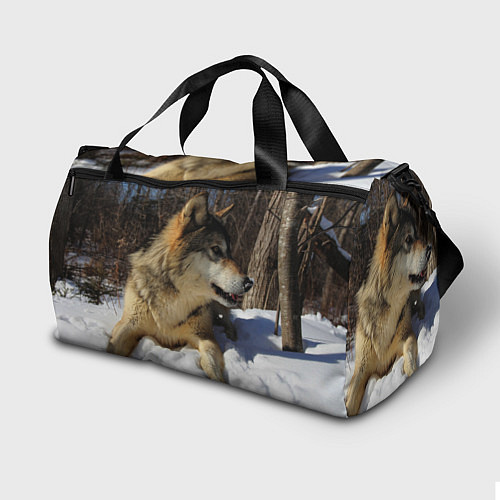 Спортивная сумка Волк лежит на снегу / 3D-принт – фото 2