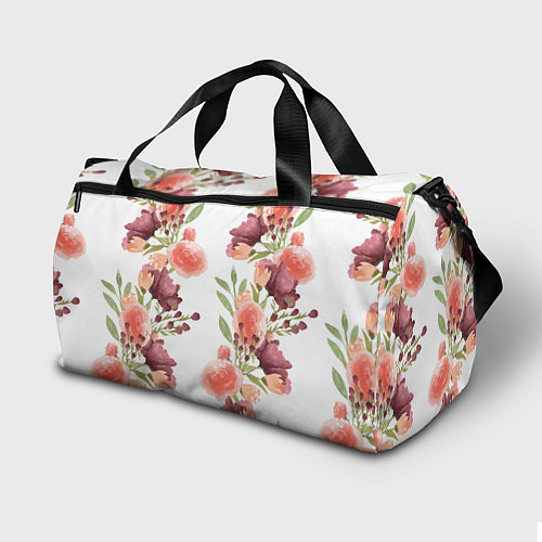 Спортивная сумка Цветы на белом / 3D-принт – фото 2
