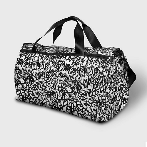 Спортивная сумка Graffiti black on white / 3D-принт – фото 2