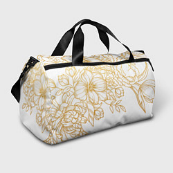Спортивная сумка Золотые цветы на белом