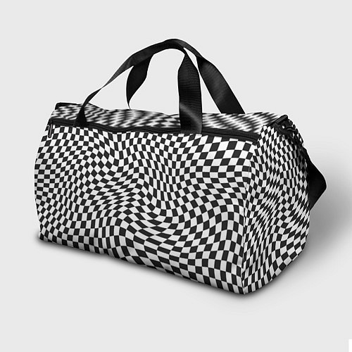 Спортивная сумка Черно-белая клетка Black and white squares / 3D-принт – фото 2