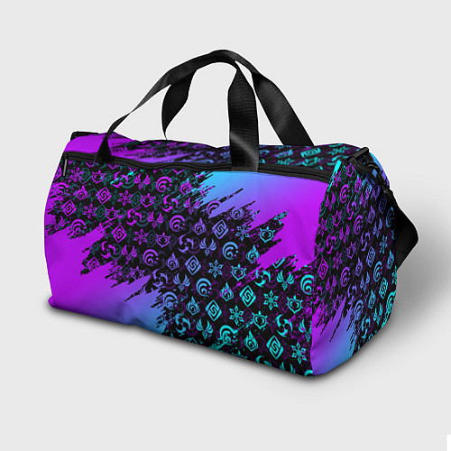 Спортивная сумка GENSHIN NEON PATTERN SYMBOL НЕОН ЭМБЛЕМЫ / 3D-принт – фото 2