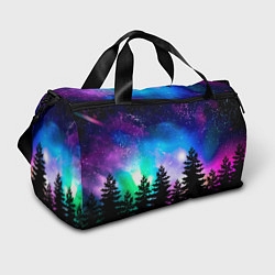 Спортивная сумка Космический лес, елки и звезды