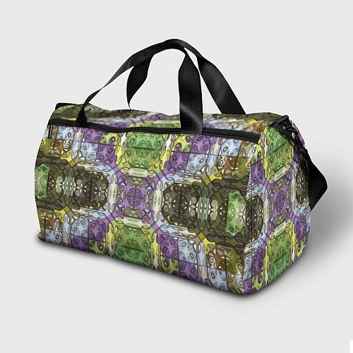 Спортивная сумка Коллекция Фрактальная мозаика Фиолетово-зеленый / 3D-принт – фото 2