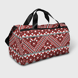 Спортивная сумка Русский узор, геометрическая вышивка
