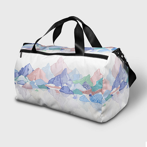 Спортивная сумка Разноцветные пастельные оттенки гор в отражении во / 3D-принт – фото 2
