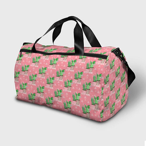 Спортивная сумка Кактусы в горшках паттерн / 3D-принт – фото 2