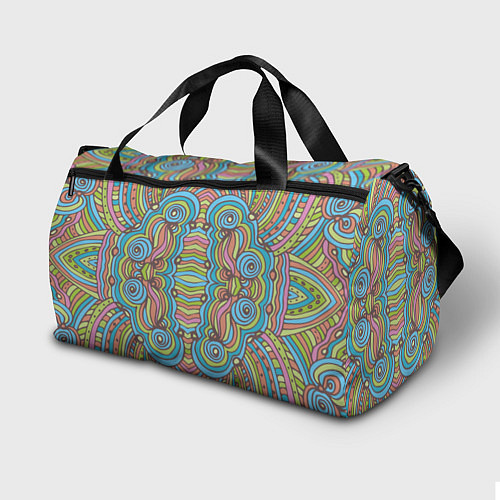 Спортивная сумка Абстрактный разноцветный узор Линии, волны, полосы / 3D-принт – фото 2