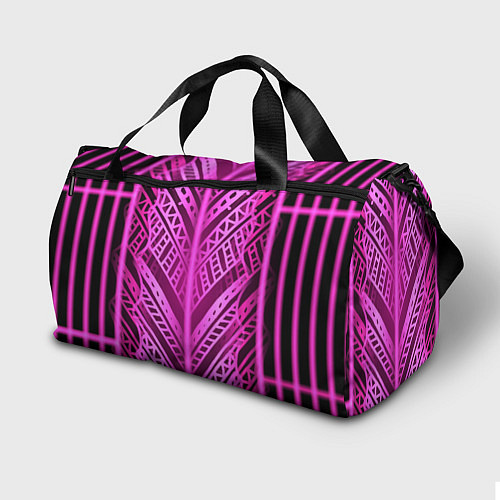 Спортивная сумка Неоновая абстракция Розовый светящийся узор на тем / 3D-принт – фото 2