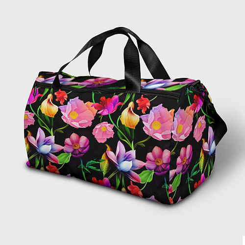 Спортивная сумка Цветочный узор Floral pattern / 3D-принт – фото 2