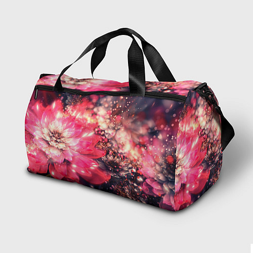 Спортивная сумка Нежные цветы и блестки / 3D-принт – фото 2