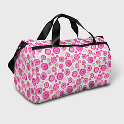 Спортивная сумка Яркие розовые цветы в дудл стиле, абстракция