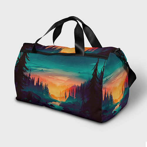 Спортивная сумка Лес на закате природа / 3D-принт – фото 2