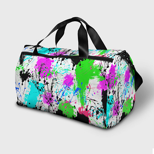 Спортивная сумка Неоновые разноцветные пятна и брызги красок / 3D-принт – фото 2