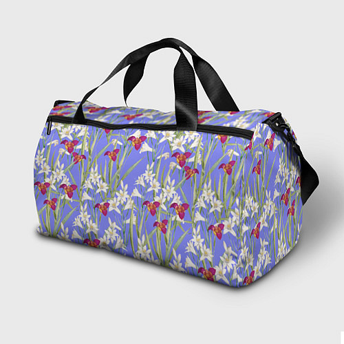 Спортивная сумка Цветы Белые Лилии и Красные Тигридии / 3D-принт – фото 2