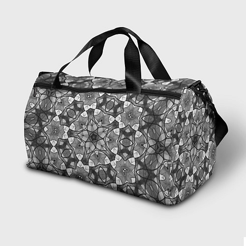 Спортивная сумка Черно-белый геометрический мозаичный узор / 3D-принт – фото 2