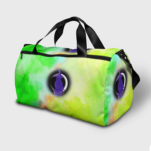 Спортивная сумка Сова-ведьма на зелено-желтом фоне / 3D-принт – фото 2