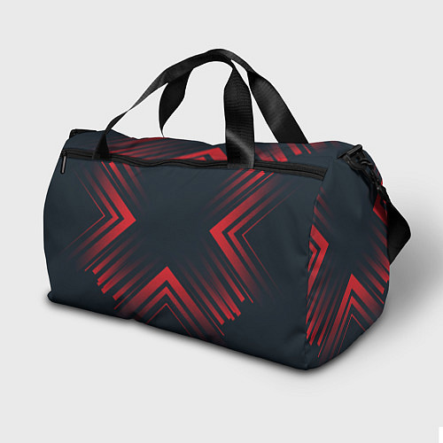 Спортивная сумка Красный Символ Fallout на темном фоне со стрелками / 3D-принт – фото 2