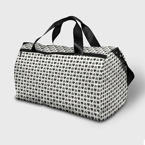 Спортивная сумка Черные и серые сердечки / 3D-принт – фото 2