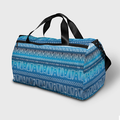 Спортивная сумка Узор в стиле бохо на синем фоне / 3D-принт – фото 2