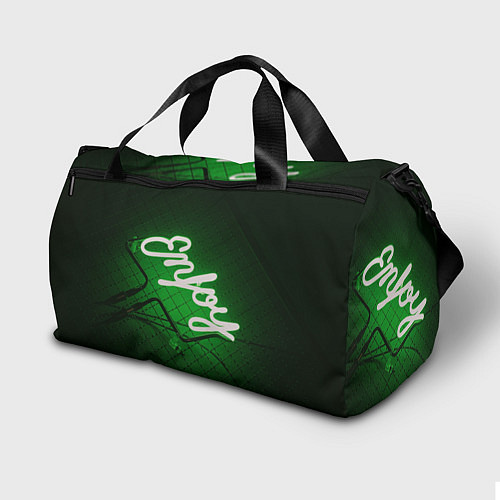 Спортивная сумка Неоновая надпись во тьме: Наслаждайся - Зелёный / 3D-принт – фото 2