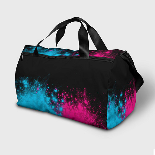 Спортивная сумка Disturbed - neon gradient: символ сверху / 3D-принт – фото 2