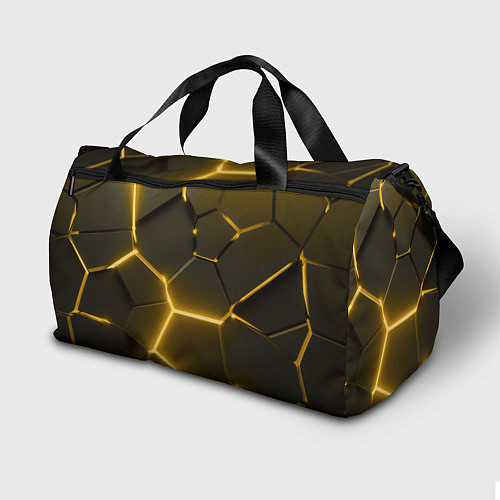 Спортивная сумка Золотые неоновые геометрические плиты / 3D-принт – фото 2