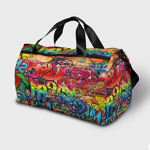 Спортивная сумка Крутой Барт Симпсон на фоне стены с граффити / 3D-принт – фото 2