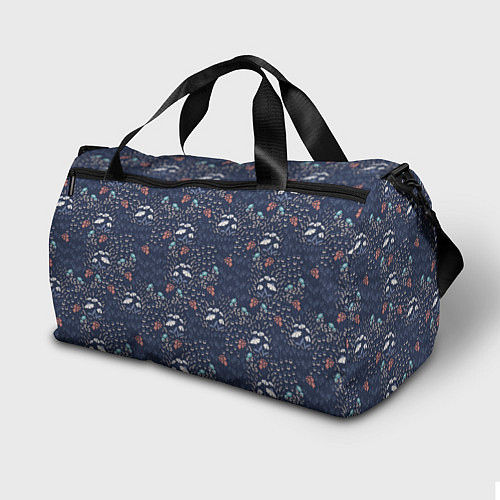 Спортивная сумка Мелкие цветочки на синем паттерн / 3D-принт – фото 2