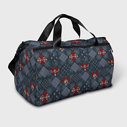 Сумки спортивные Red and blue denim patchwork, цвет: 3D-принт