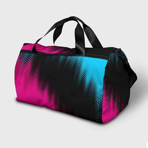 Спортивная сумка Mitsubishi - neon gradient: символ сверху / 3D-принт – фото 2