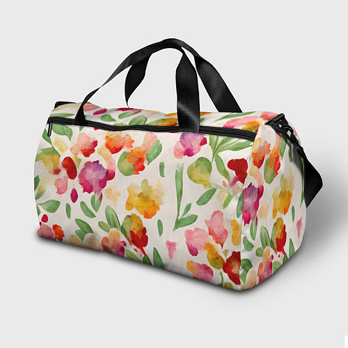 Спортивная сумка Романтичные акварельные цветы / 3D-принт – фото 2