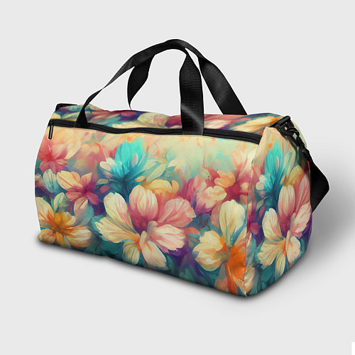 Спортивная сумка Цветочный букет нарисованный маслом / 3D-принт – фото 2
