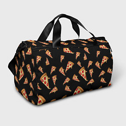 Спортивная сумка Куски пиццы на черном фоне