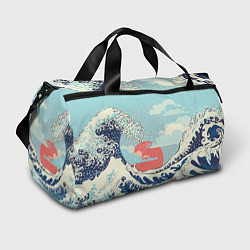 Спортивная сумка Морской пейзаж с большими волнами на закате