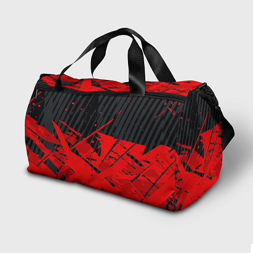 Спортивная сумка Красные брызги на черном фоне / 3D-принт – фото 2