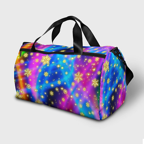 Спортивная сумка Снежинки и звезды - яркие цвета / 3D-принт – фото 2