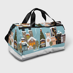 Сумки спортивные Новогодний городок, цвет: 3D-принт