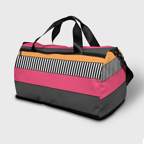 Спортивная сумка Полосатый узор желтые розовые черные полосы / 3D-принт – фото 2