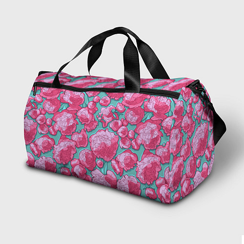 Спортивная сумка Пышные цветы - пионы / 3D-принт – фото 2