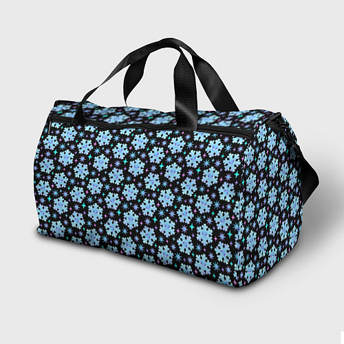 Спортивная сумка Яркие зимние снежинки с цветными звездами / 3D-принт – фото 2