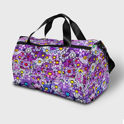 Спортивная сумка Веселый кролик в фиолетовых ромашках / 3D-принт – фото 2