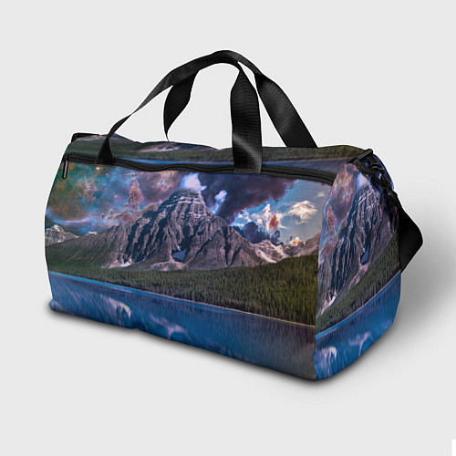 Спортивная сумка Горы и лес у озера / 3D-принт – фото 2
