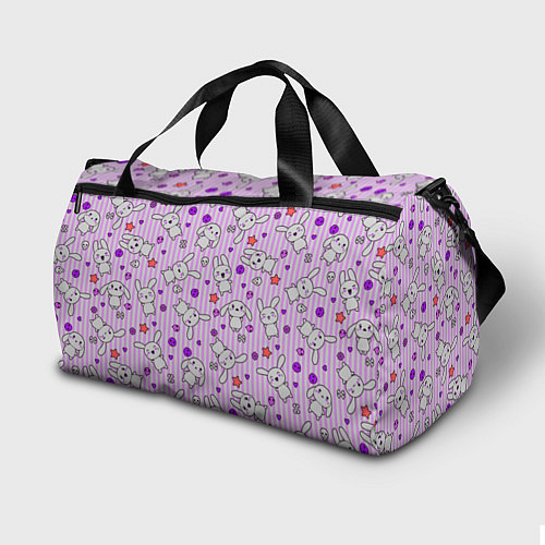 Спортивная сумка Кролики - текстура на розовом фоне / 3D-принт – фото 2