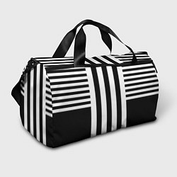 Сумки спортивные Черно белый узор в полоску, цвет: 3D-принт