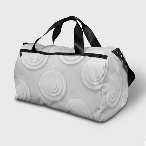 Спортивная сумка Серый фон и абстрактные белые объёмные окружности / 3D-принт – фото 2