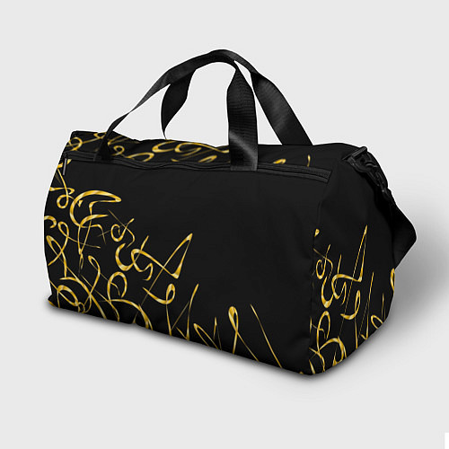 Спортивная сумка Золотая каллиграфия на черном фоне / 3D-принт – фото 2