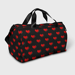 Спортивная сумка Красные сердца полигоны