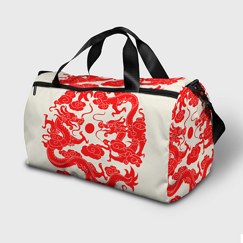 Спортивная сумка Японские красные драконы / 3D-принт – фото 2