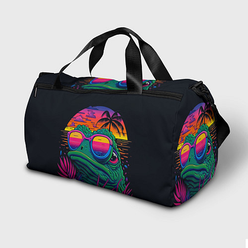 Спортивная сумка Лягушонок Пепе на неоновом отдыхе / 3D-принт – фото 2